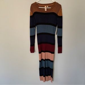 Anthropologie Multicolor Striped Midi Dress